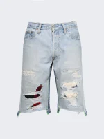 Better with age Monroe triple-wide denim repair shorts indigo