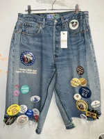 Better with age campaign Long denim shorts