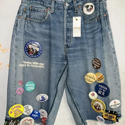 Better with age campaign Long denim shorts