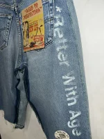 Better with age campaign Long denim shorts